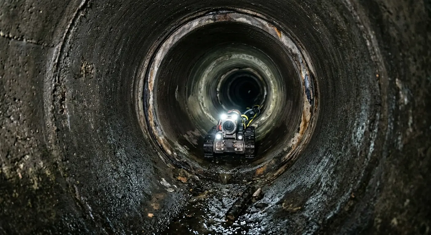 Robotic sewer camera inspecting pipe interior for Drain Snake Service in Tualatin